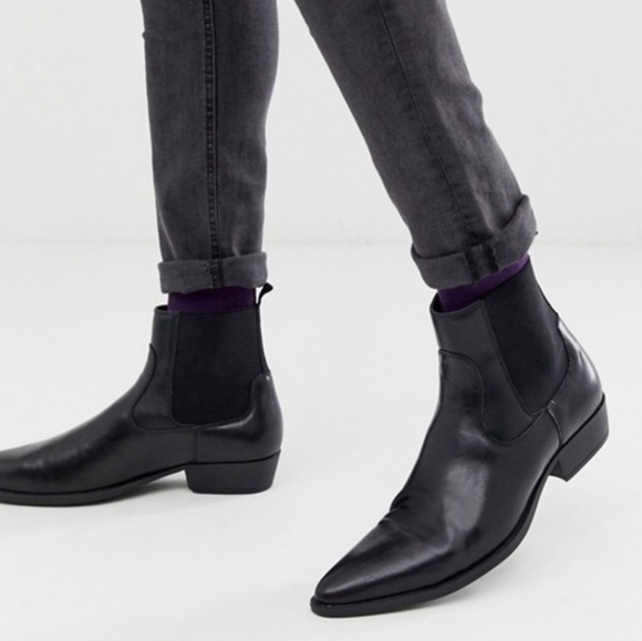 Stacked Heel Western Chelsea Boots Men 